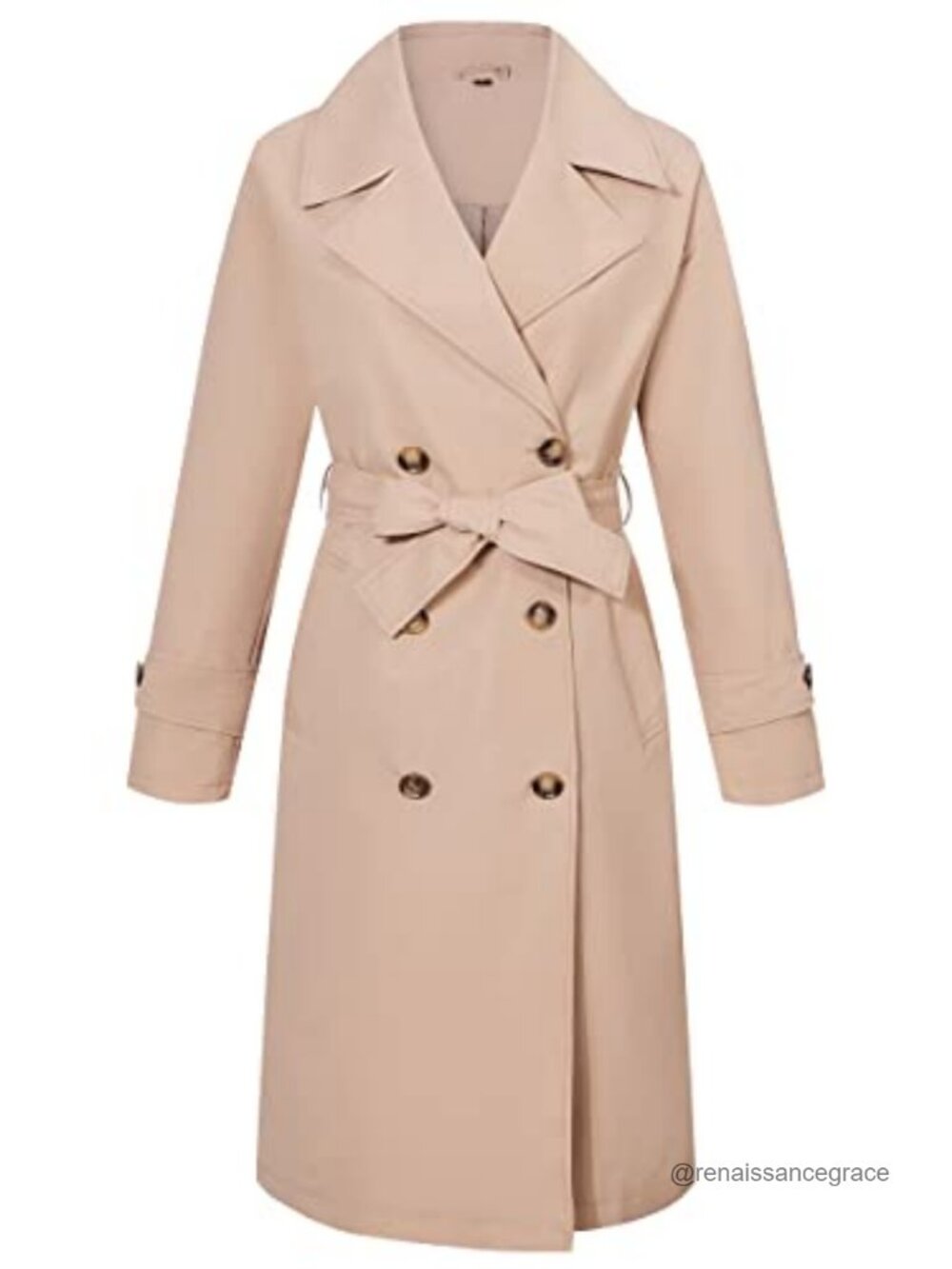 Double-Breasted Waterproof Trench Coat Belted Relaxed Fit